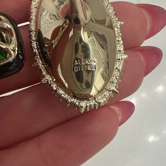 Alexis Bittar Green and Silver Gemstone Ring Duo - Picture 3 of 5